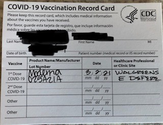 vaccine card vaccination reimbursement example